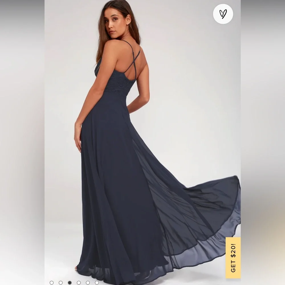 Lulu’s Madalyn Navy Blue Lace Maxi Dress (Size S) - Picture 4 of 6